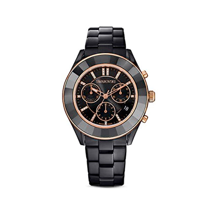 SWAROVSKI Unisex-Adult's Octea Lux Sport Stainless Steel Swiss Quartz Watch with Metal Strap, Black, Swiss Made
