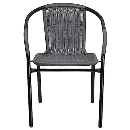 Flash Furniture Lila 4 Pack Gray Rattan Indoor-Outdoor Restaurant Stack Chair | Versatile and Stylish Seating