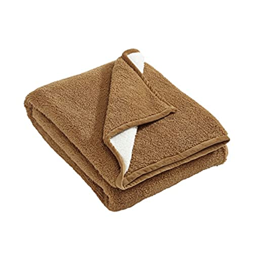 Eddie Bauer - Throw Blanket, Ultra Soft Plush Sherpa Home Decor, Reversible Bi-Colored Bedding (Solid Brown/Ivory, 50" x 60")