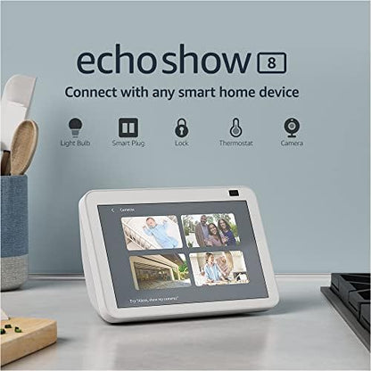 Echo Show 8 (2nd Gen) | Glacier White with FREE Sengled Matter Smart Bulb
