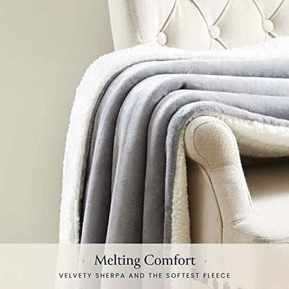 BELADOR Throw Blanket - Fleece Blankets 50"x60" - Soft Blanket with Sherpa Reverse Fluff - Travel Blanket for Bed, Anti-Static Blankets & Throws - Plush Lightweight Blanket, Cozy Fuzzy Couch Blanket