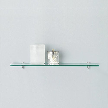 Fab Glass and Mirror Rectangle Floating Glass Shelve, 6"x18" Inches, 3/8 Thick Clear Glass with Flat Polished Edge-‎Easy Installation with Screws, and Peacock Chrome Finish Brackets