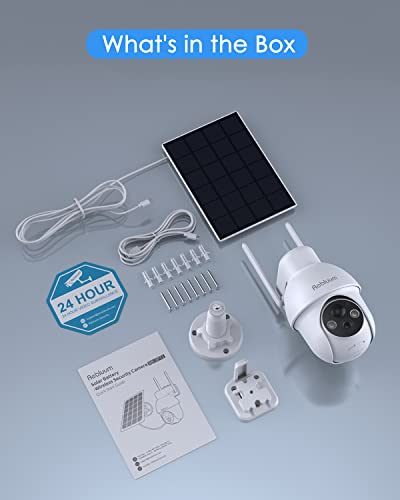 Rebluum Security Camera Wireless Outdoor, 2K Solar ,Battery Powered 360°PTZ Security Camera,Color Night Vision,PIR Motion Detection,2-Way Audio,Compatible with Alexa