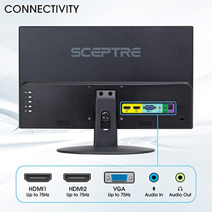 Sceptre 20" 1600 x 900 75Hz LED Monitor 2x HDMI VGA Built-in Speakers, sRGB 99% Machine Black (E209W-16003RT series)