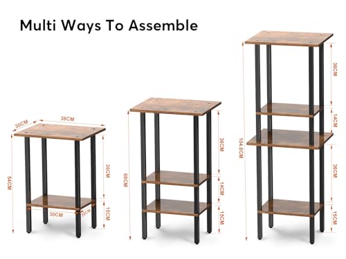 Himix End Tables Living Room Set of 2, Side Tables 2-Tier Bed Side Table/Night Stand, Living Room Furniture Bedside Tables Set for Sofa, Couch, Small Space, Bedroom, Garden, Office, Easy Assembly