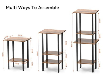 Himix End Tables Living Room Set of 2, Side Tables 2-Tier Bed Side Table/Night Stand, Living Room Furniture Bedside Tables Set for Sofa, Couch, Small Space, Bedroom, Garden, Office, Easy Assembly