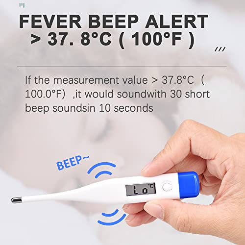 Berrcom Digital Thermometer for Adults and Kids, Oral Thermometer for Fever Rectal Underarm Thermometer for Babies with Fever Alarm Medical Thermometer with C/F Switchable