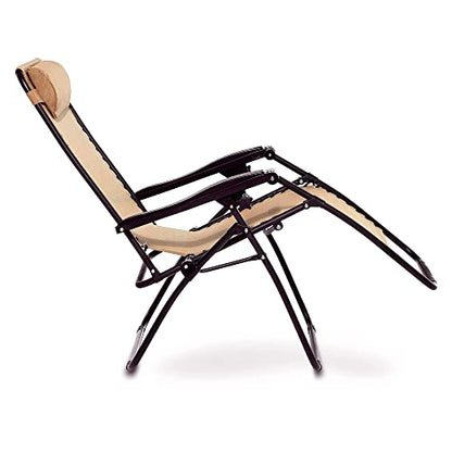 Amazon Basics Outdoor Textilene Adjustable Zero Gravity Folding Reclining Lounge Chair with Pillow, 26", Beige