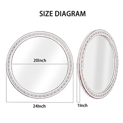 Jugty 24 Inch Decorative Wall Mirror, Farmhouse Wooden Circle Mirrors for Bedroom for Bathroom, Living Room, Foyer, Hallway, Boho Accent Mirrors