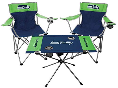 Rawlings NFL 3-Piece Tailgate Kit, 2 Gameday Elite Chairs and 1 Endzone Tailgate Table, Seattle Seahawks,Polyester