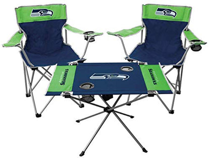 Rawlings NFL 3-Piece Tailgate Kit, 2 Gameday Elite Chairs and 1 Endzone Tailgate Table, Seattle Seahawks,Polyester