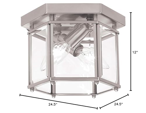 Sea Gull Lighting 7647-962 Bretton Two-Light Ceiling Flush Mount Fixture, Brushed Nickel Finish