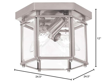 Sea Gull Lighting 7647-962 Bretton Two-Light Ceiling Flush Mount Fixture, Brushed Nickel Finish