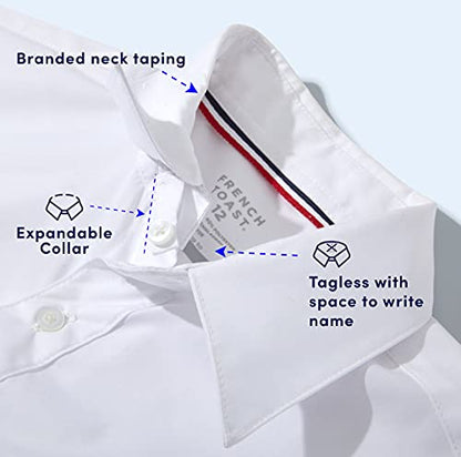 French Toast Boys' Short Sleeve Classic Poplin Dress Shirt (Standard & Husky), White, 5