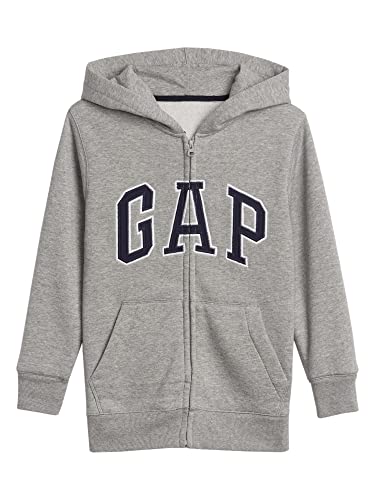 GAP boys Logo Hoodie Zip Sweatshirt, Lt Heather Grey Bc06, Medium US