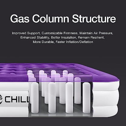 CHILLSUN Queen Air Mattress with Built in Pump,16" Elevated Air Mattresses for Camping,Home,Guests Fast Inflation/Deflation Blow Up Mattress, Purple Air Bed with Carry Bag for Inflatable Tent,Travel