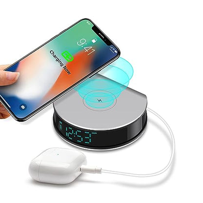 LIZVIE Alarm Clocks for Bedrooms,Wireless Charging Alarm Clock, LED Display Bedroom Alarm Clock,15W Fast Wireless Charger with USB Port,Wireless Charging Station for Apple, Android, Samsung Etc.