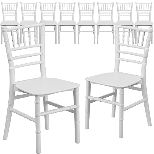 Flash Furniture HERCULES 10 Pack Childâ€™s White Resin Party and Event Chiavari Chair for Commercial & Residential Use