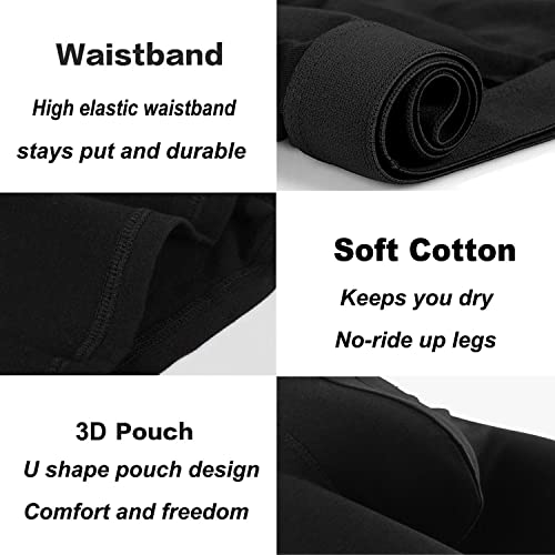 SMNDY Men's Underwear Boxer Briefs Soft Cotton No Ride-up Trunks Breathable Sports Underwear 5 Pack-HTB-5B-L