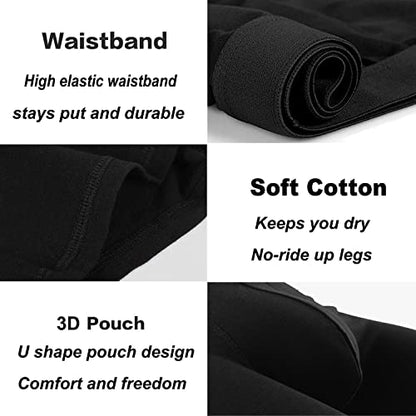 SMNDY Men's Underwear Boxer Briefs Soft Cotton No Ride-up Trunks Breathable Sports Underwear 5 Pack-HTB-5B-L