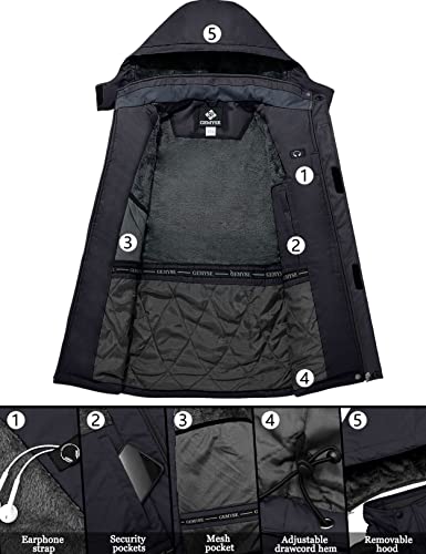 GEMYSE Men's Mountain Waterproof Ski Snow Jacket Winter Windproof Rain Jacket (Black,Large)