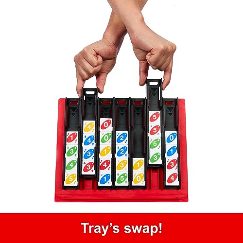 Mattel Games UNO Quatro Game with Colored Tiles & Plastic Game Grid for Adult, Family & Game Night, 2 to 4 Players Ages 7 Years & Up