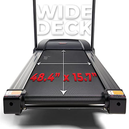 Sunny Health & Fitness Premium Folding Incline Treadmill with Pulse Sensors, One-Touch Speed Buttons, Shock Absorption, Optional Bluetooth with Exclusive SunnyFit App