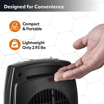 Lasko Ceramic Tabletop Space Heater for Home with Adjustable Thermostat and 2 Speeds, 9 Inches, Black, 1500W, CD09250