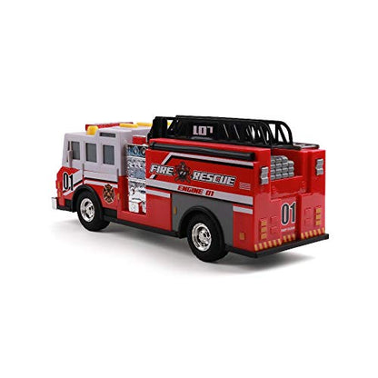 Mighty Fleet Rescue Force Fire Ladder Truck Toy with Realistic Lights & Sounds, Durable Plastic Construction & Working Ladder! Ages 3+