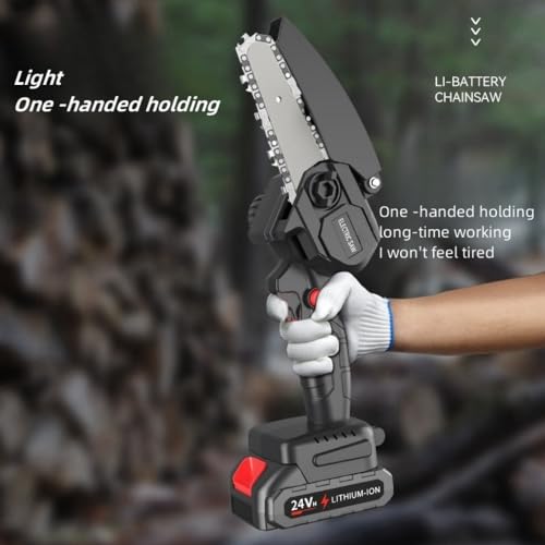 YangDiana Mini Chainsaw - Efficient,Lightweight,and Cordless,Mini Chainsaw 6 Inch,Reliable Chain Saw With 2 x 6000mAh Rechargeable Battery,Portable One-Handed Electric Chainsaw for Tree Trimming Wood