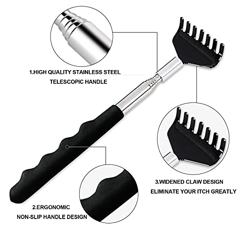 Yexixsr Back Scratcher Extendable Portable Back Massager for Men Women Kids Adults, Telescopic Back Scratching Tool with Rubber Handles, 3 Pack