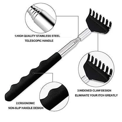 Yexixsr Back Scratcher Extendable Portable Back Massager for Men Women Kids Adults, Telescopic Back Scratching Tool with Rubber Handles, 3 Pack