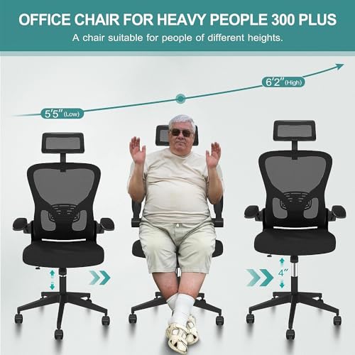 yoyomax Ergonomic Office Chair, High Back GamingChair for Big and Tall People, Adjustable Headrest/Armrests Reclining Comfy Home OfficeChair Lumbar Support Breathable Mesh ComputerChair, Black