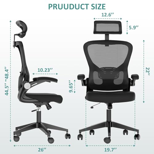 yoyomax Ergonomic Office Chair, High Back GamingChair for Big and Tall People, Adjustable Headrest/Armrests Reclining Comfy Home OfficeChair Lumbar Support Breathable Mesh ComputerChair, Black