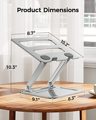 LORYERGO Adjustable Laptop Stand, Portable Riser for 17.3inch Laptops, Adjustment for Desk, Holds Up to 17.6lbs Notebook - Sliver