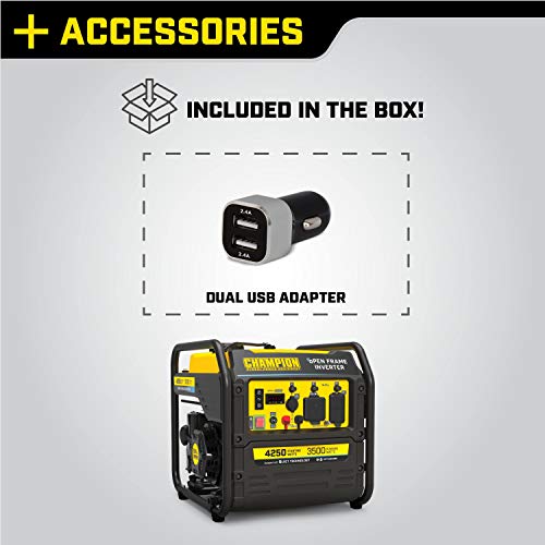 Champion Power Equipment 200954 4250-Watt RV Ready Open Frame Inverter Generator, Quiet Technology