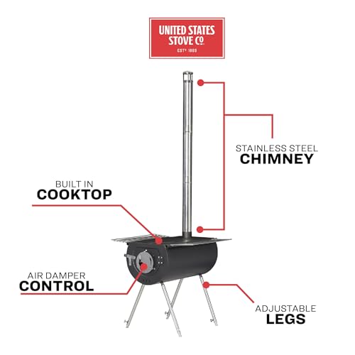 US Stove CCS18 Caribou Outfitter Portable Camp Stove - 18 Inch, Black, Medium