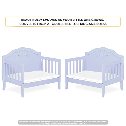 SweetPea Baby Rose 3-in-1 Convertible Toddler Bed in Lavender, Greenguard Gold Certified, JPMA Certified, Safety Rails, Made of Sustainable New Zealand Pinewood