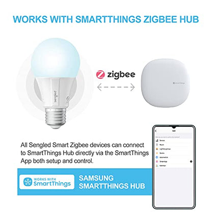 Sengled Zigbee Smart Light Bulbs, Smart Hub Required, Works with SmartThings and Echo with built-in Hub, Voice Control with Alexa and Google Home, Daylight 60W Equivalent A19 Alexa Light Bulb, 8 Pack