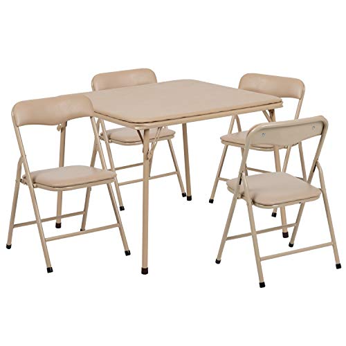 Flash Furniture Mindy Kids Tan 5 Piece Folding Table and Chair Set