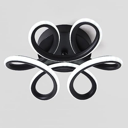 DELIPOP Modern LED Ceiling Light, Black Flowers Design Semi Flush Mount Ceiling Light, 10in 22W Cool Light 6500K Aluminum Ceiling Light Fixtures