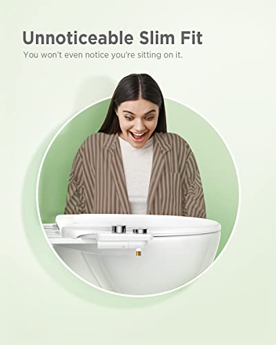 Bidet Attachment for Toilet, Ciays Ultra-Slim Bidet Toilet Seat Attachment, Self-Cleaning Dual Nozzles, Non-Electric Bidet Attachment for Sanitary and Feminine Wash, Sliver/White (CIBA02)