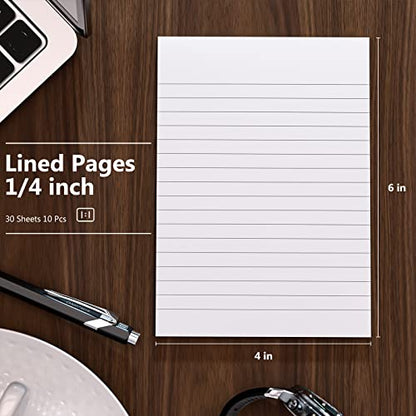 10 Pack Note Pads Small 4x6 Inch Lined Writing Memo Pads Refills Scratch Pads with 30 Sheets Each Pad Narrow Ruled Mini Pocket Notebook Writing Pads of Paper for Daily Work Planning and Organization