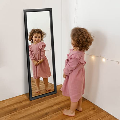 NeuType Wall-Mounted Mirror 43"x16" Rectangular Hanging Mirror Wall Mirror Hanging or Leaning Against Wall Best for Bedroom Living Room Dressing Mirror Polystyrene Frame,Origin Black(No Stand)