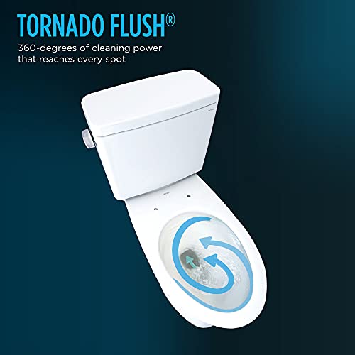 TOTO Drake Two-Piece Elongated 1.6 GPF Universal Height TORNADO FLUSH Toilet with CEFIONTECT, Cotton White - CST776CSFG#01