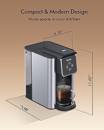 SIFENE Single Serve Coffee Maker, 3 in 1 Coffee Machine, Personal K-Pod Capsule Brewer for Ground Coffee & Loose Leaf Tea, 50oz Removable Water Reservoir, Black