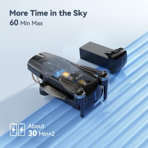 Ruko F11MINI Drones with Camera for Adults 4K, Under 250g, 2 Batteries 60 Min Flight Time, Foldable and Lightweight, 5GHz WiFi, GPS Auto Return, Follow Me, Waypoints, Points of Interest for Beginner