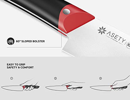 ASETY Knife Sets for Kitchen with Block- NSF Food-Safe, Full Tang German Stainless Steel 17 PCS Chef Knife Set with 4-in-1 Knife Sharpener and 2x Peeler- Ergonomic Handle, Christmas Gifts