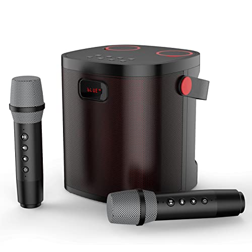 EARISE T28 Karaoke Machine for Adults and Kids, Portable Bluetooth Karaoke Speaker with 2 Wireless Microphones, PA Speaker System Singing Machine for Home Parties, Meetings, Indoors