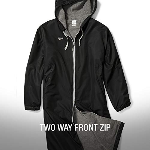 Speedo womens Parka Jacket Fleece Lined Team Colors Swimsuit, Speedo Black, Large US